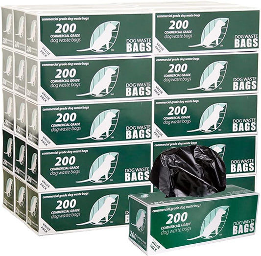 Heavy duty opaque black pet waste rolls showing clean perforations for universal dispensers