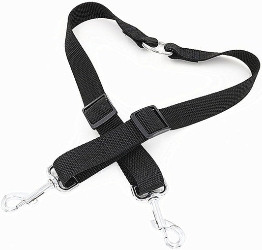 STGOOD heavy duty twin walker trainer leash showcasing the adjustable buckles and secure nickel plated hooks.