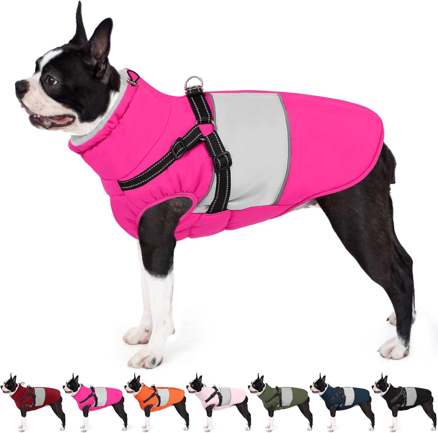 AOFITEE Dog Coat, Large Dog Jacket, Dogs Coat with Harness Built in, Reflective Waterproof Dogs Jackets Winter with Furry Collar, Warm Polar Fleece Pet Sweater Snowsuit for Doberman, Great Dane XXXL - Image 15