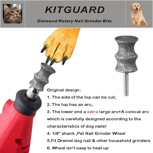 Two pack diamond coated dog nail grinder attachments