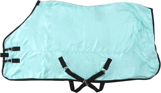 Gallopoff equine summer sheet side profile illustrating the size seventy-five green mesh coverage.