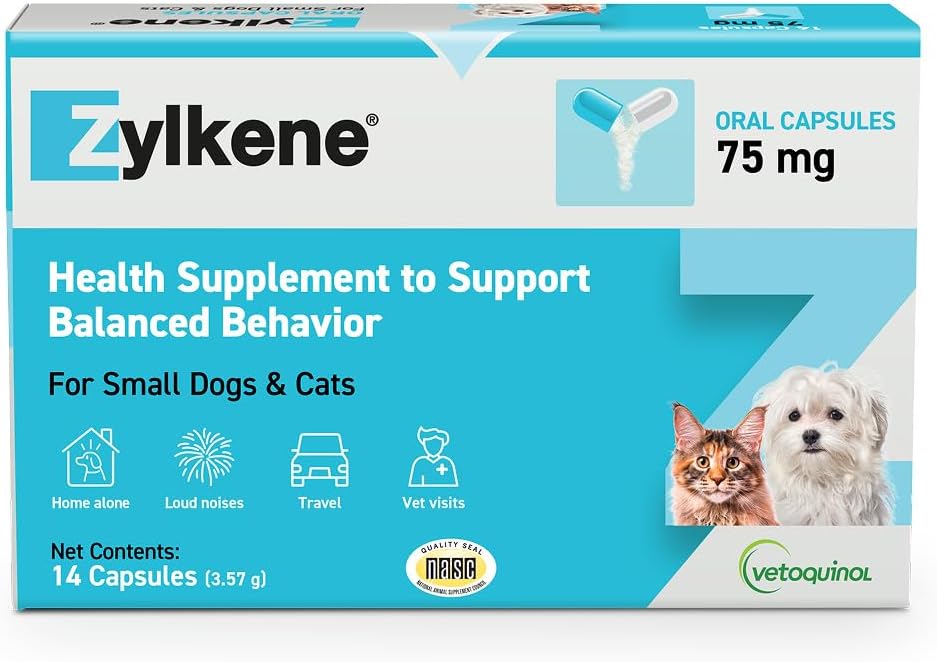 Vetoquinol Zylkene - Calming Oral Capsule for Small Cats & Dogs 11-22 lb - For Behavior & Occasional Anxiety - Perfect for Boarding, Vet Visits & Celebrations - Non-Drowsy & Lactose-Free - 30 Capsules - Image 10