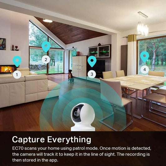 Kasa 1080p Indoor Pan/Tilt Wired Security Camera - Works as a Baby & Pet Monitor, Motion Detection & Tracking, 2-Way Audio, Night Vision, Subscription-Free Local Storage or Optional Cloud, EC70 - Image 2
