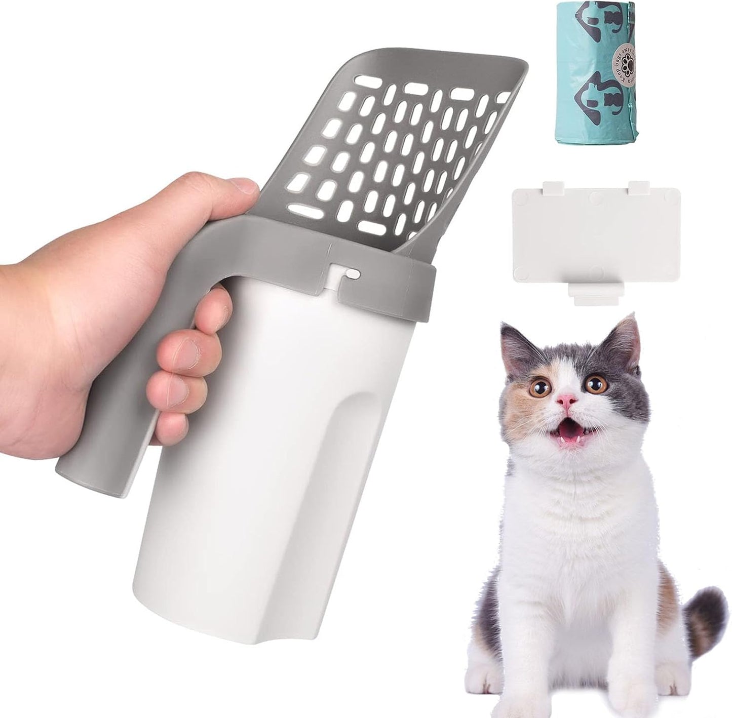 Cat litter cleaning accessory set with 60 count bags