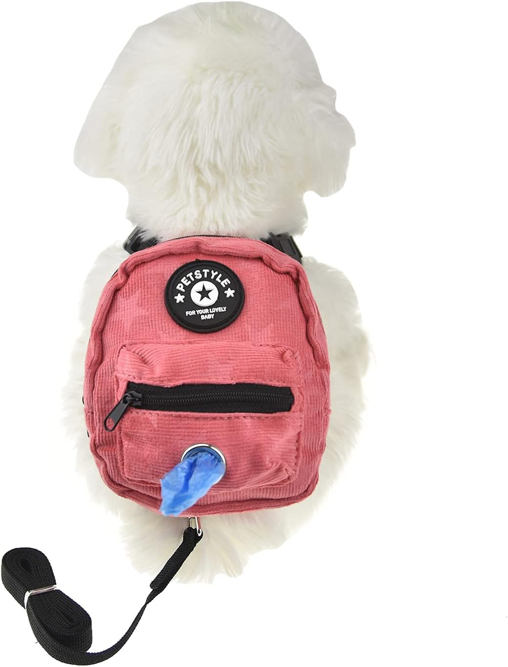 FLAdorepet Dog Backpack Harness with Leash, Dog Poop Bag Dispenser, Pet Self Carrier Adjustable Travel Hiking Walking Harness Backpack for Small Medium Dogs (S((Fit:5-10lb) Purple) - Image 10