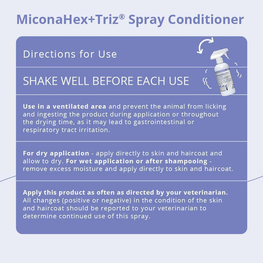 Medicated pet antifungal spray bottle showcasing active ingredients and veterinary formula.