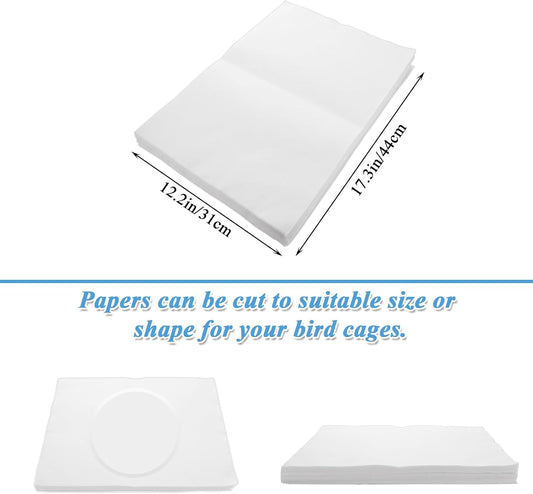 200 Pack Bird Cage Liner Papers, 17x12 Inch Non-Woven Bird Cage Liners Disposable Cage Paper Liners, Precut Absorbent Cushion Pad Mat Accessories for Pet Bird Parrot - Image 2
