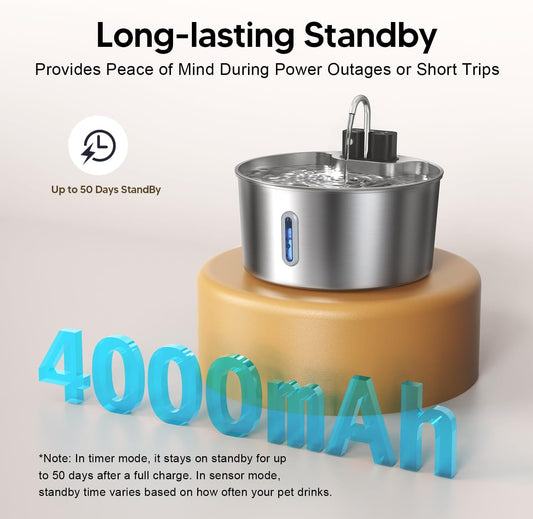 Voluas 7L pet water dispenser with stainless steel bowl