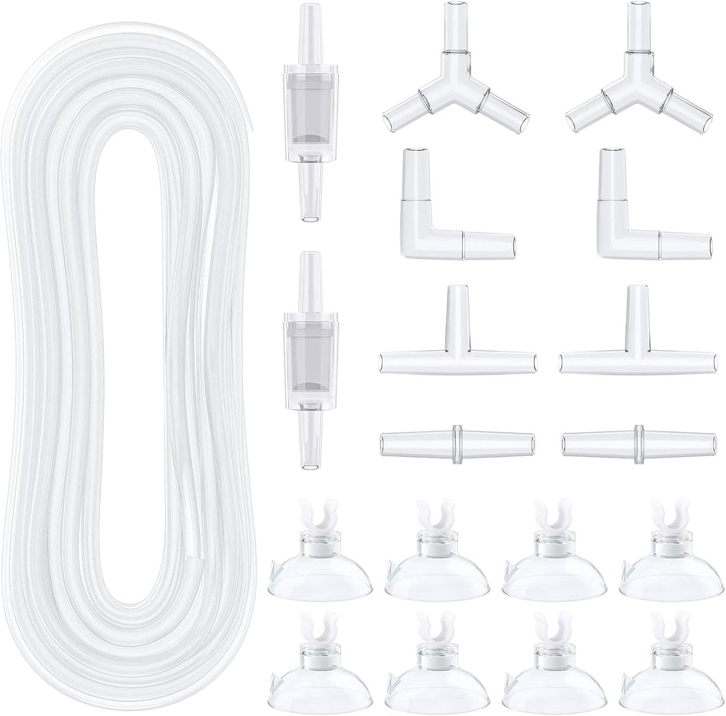 Pawfly 25 Feet Black Airline Tubing Standard Aquarium Air Pump Accessories Set with Suction Cups Connectors and Check Valves - Image 9