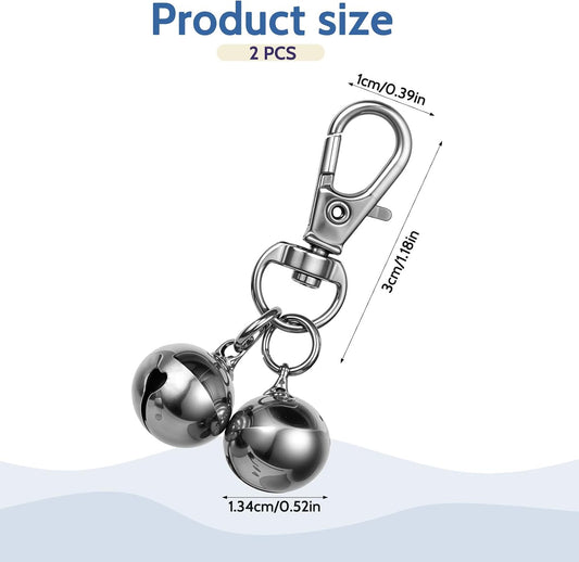 Salbsever chrome plated iron pet collar bells showcasing the heavy duty snap buckle attachment.