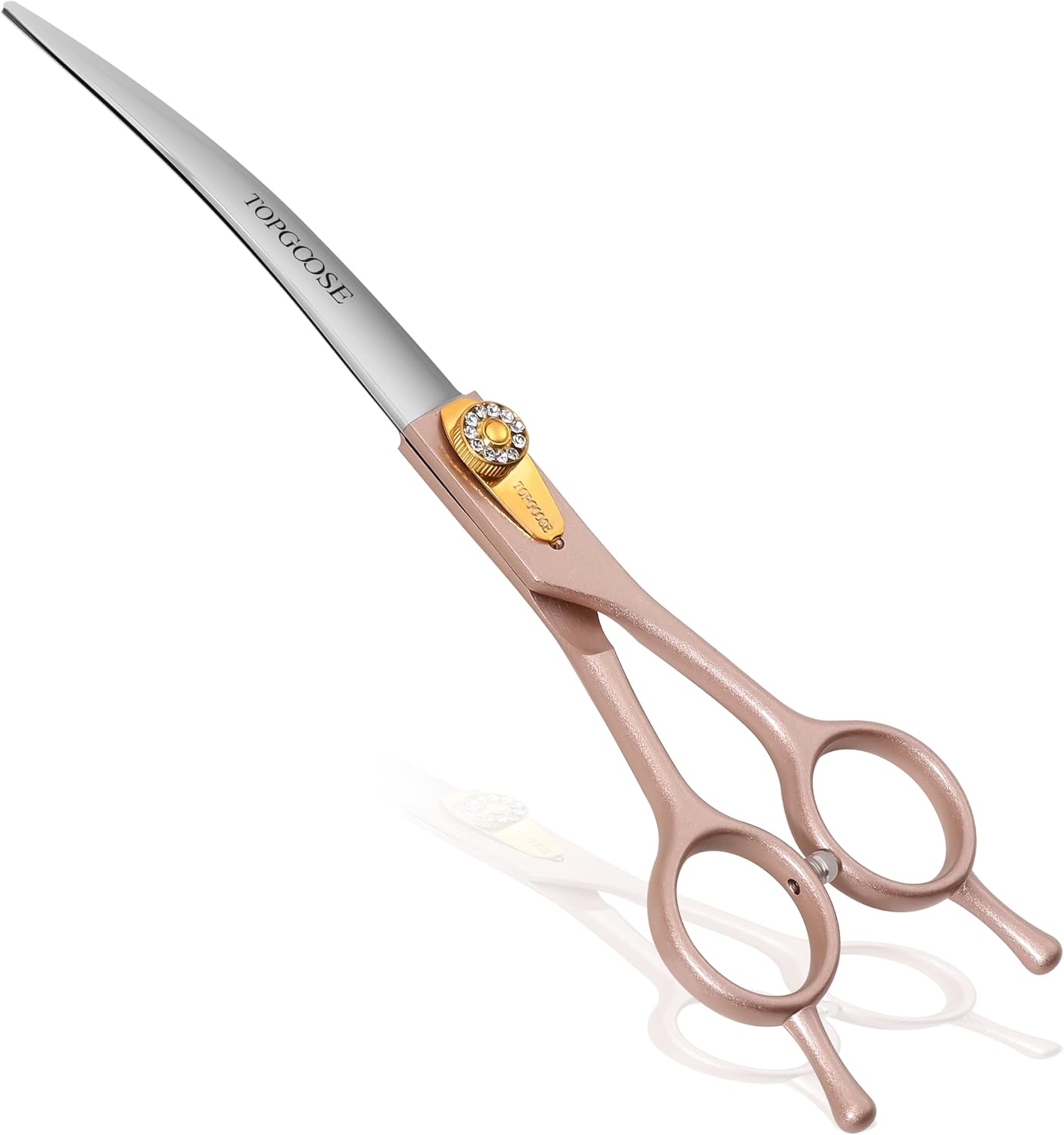 Topgoose professional curved grooming shear packaging and full product kit components layout.
