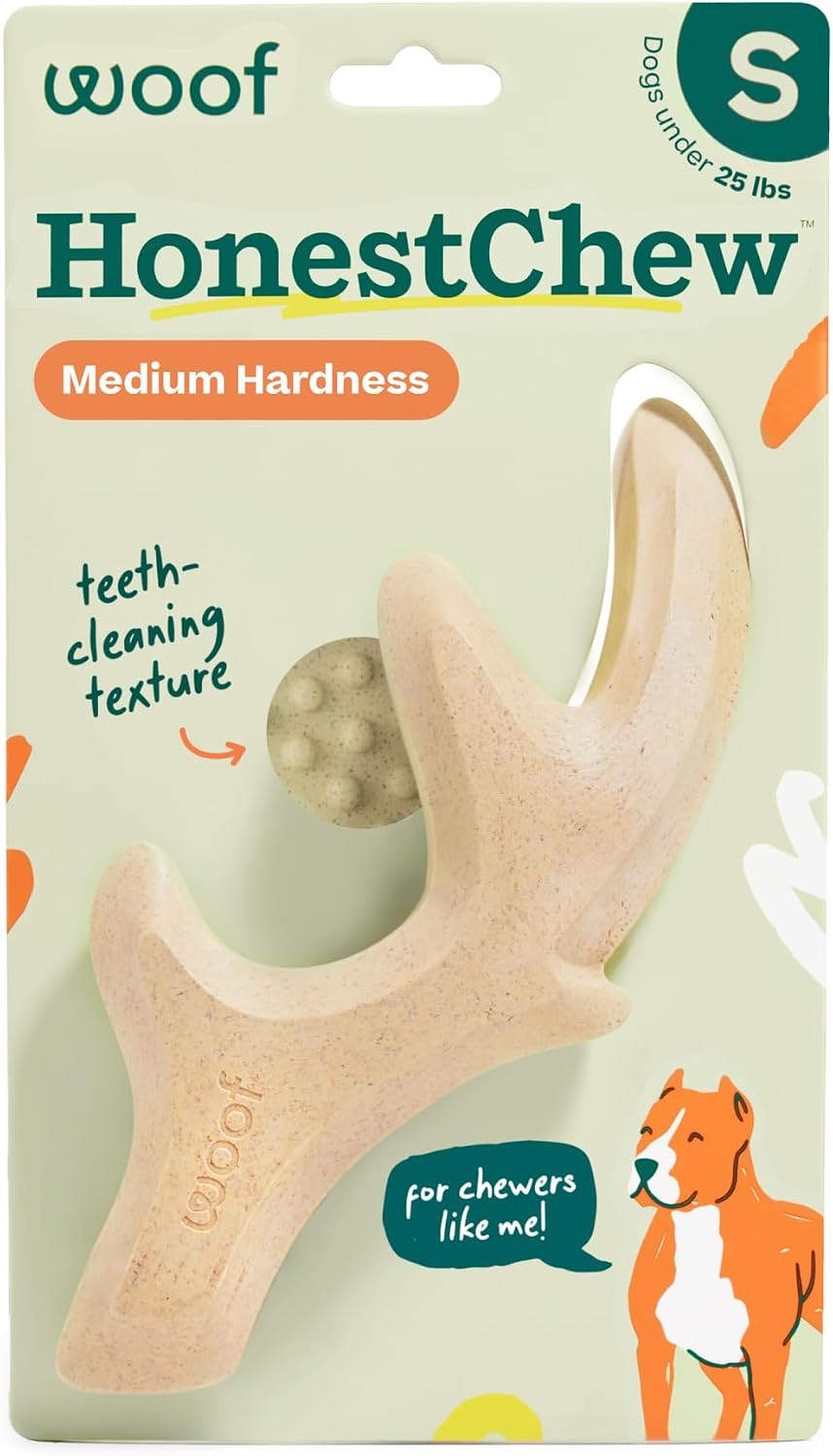 WOOF HonestChew Dog Toy Antler - Durable Dog Chew Toy - Made with Natural, Plant-Based Ingredients - Splinter-Resistant - Safer Than Dog Bones - Medium - Image 13