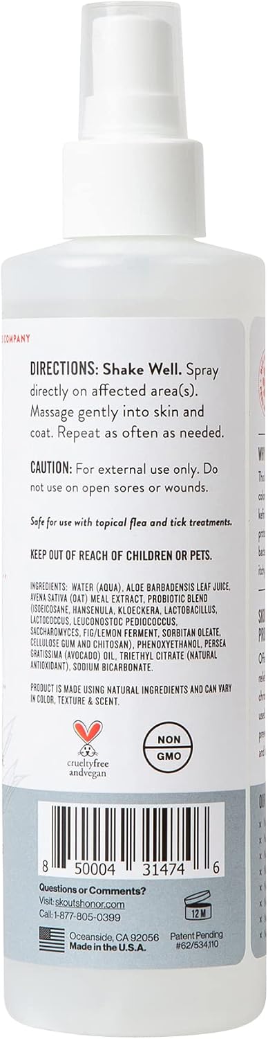 Skout's Honor daily non medicated anti itch spray for sensitive pet skin microbiome