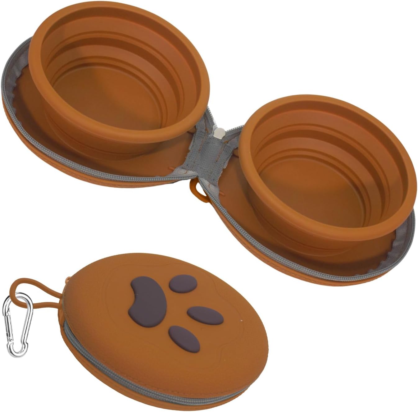 Collapsible Dog Bowls, 2-in-1 Silicone Pet Food and Water Bowl with Carabiner, Portable Double Compartment Dish for Travel, Camping, Hiking Puppy Essentials (A- Green) - Image 10