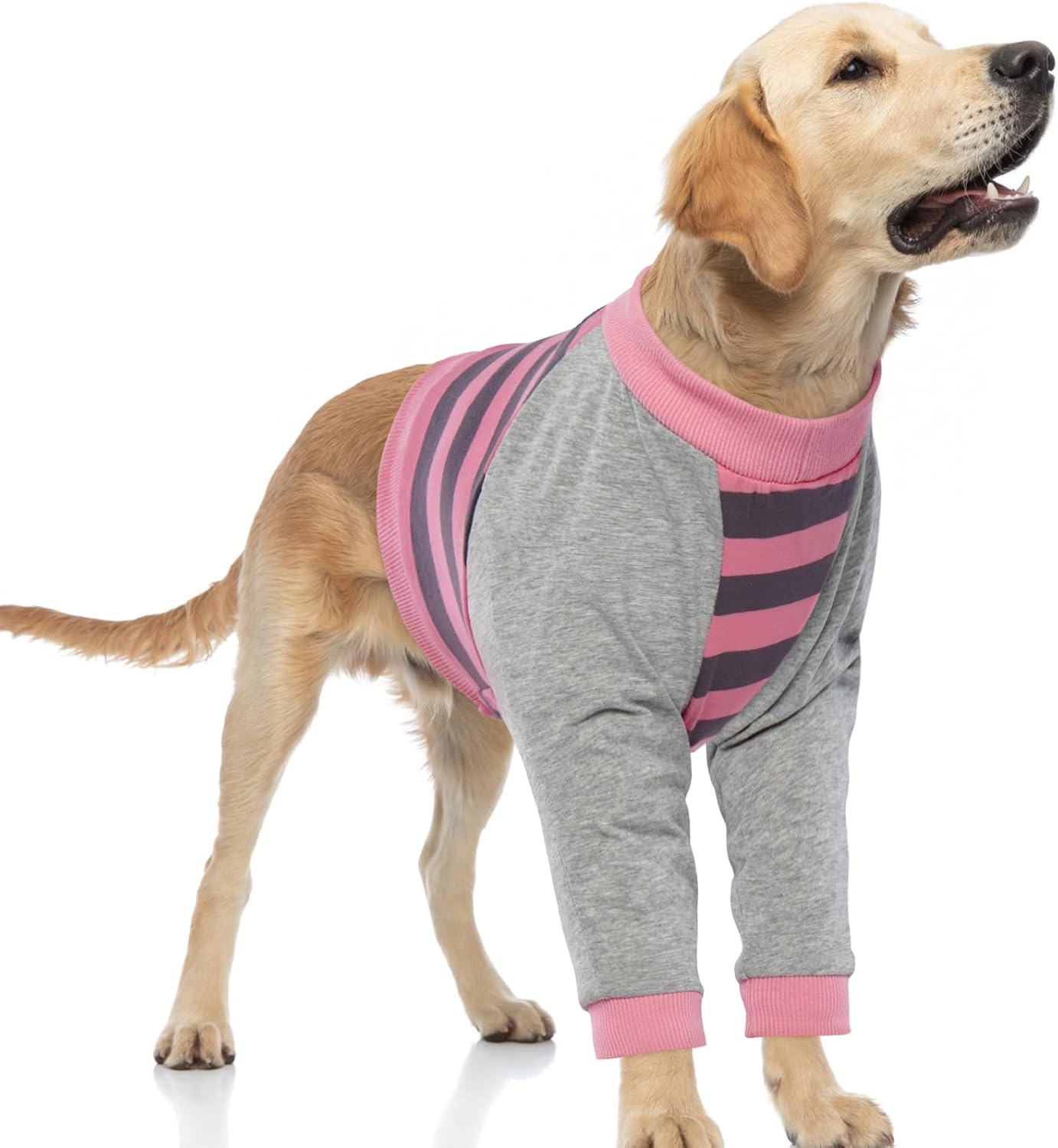 FUAMEY Dog Recovery Sleeve with Elbow Protector,Dogs Shirt Stop Licking Joints,Pet Long Sleeve Suit Protecting Dog's Front Leg Arm Wounds Cover Skin Conditions Blue Stripe XL - Image 15