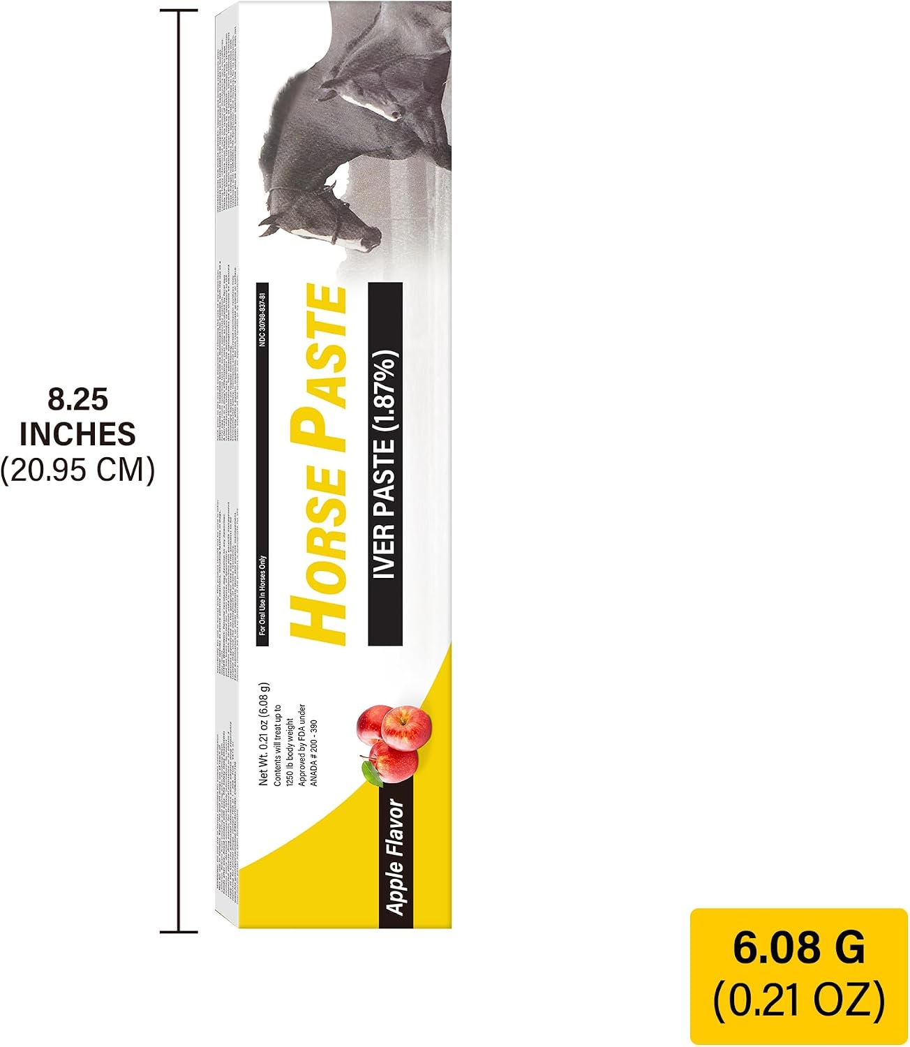 Detailed label view of USA imported equine paste
