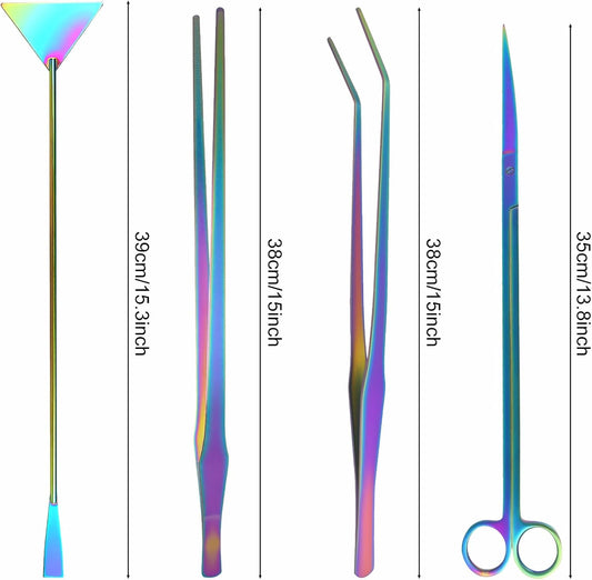 Funnytek 15 inch straight and curved tweezers holding delicate aquatic plants