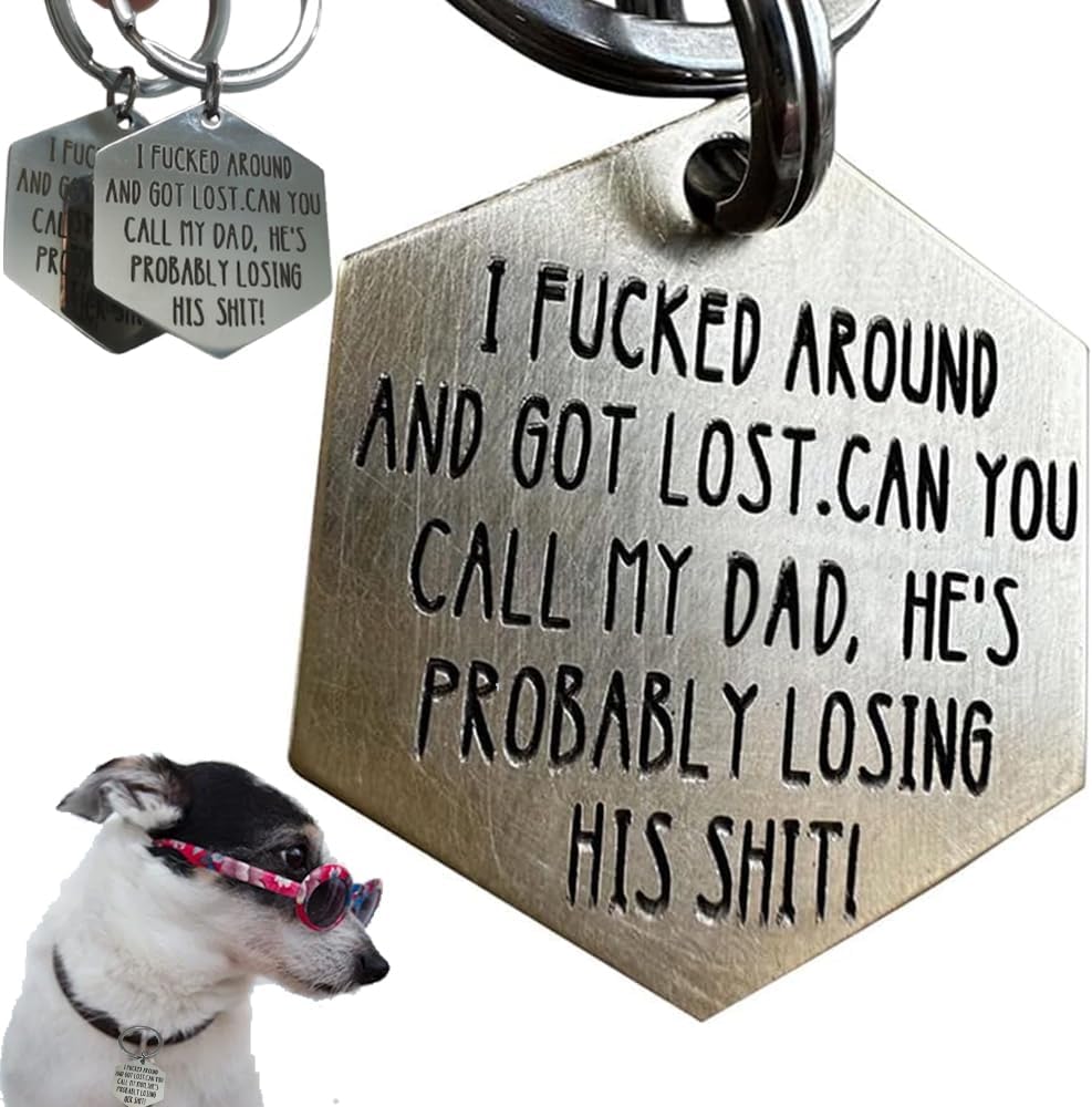 Generic funny pet tag packaging view showcasing the complete cat mom gift set.