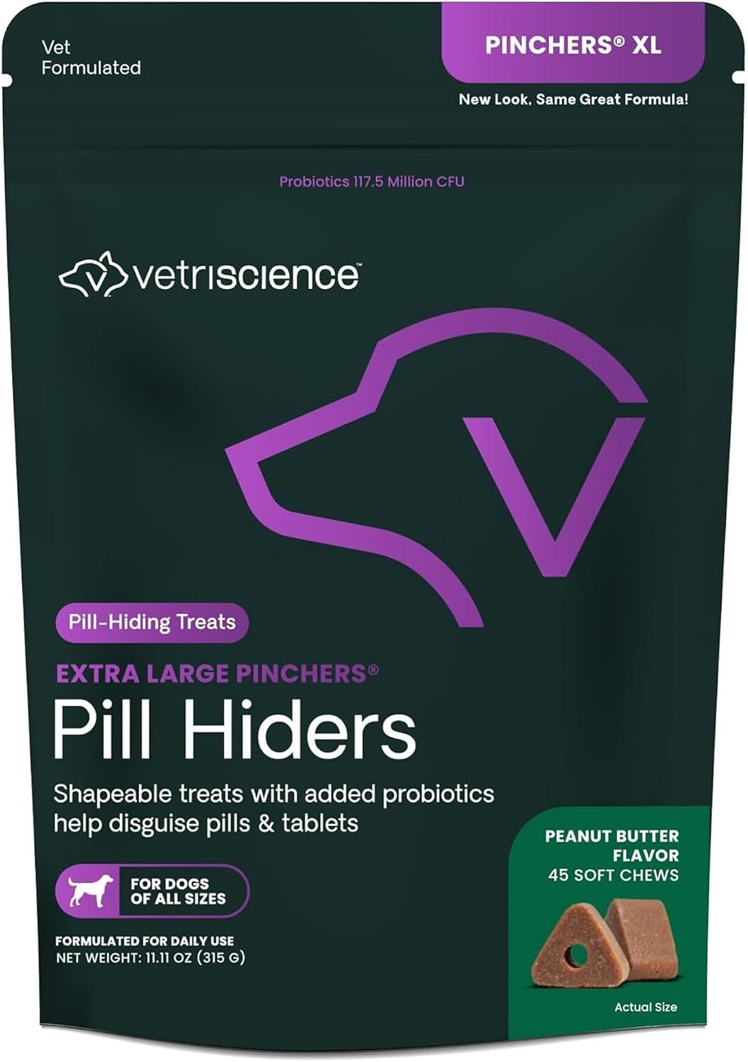 VetriScience Extra Large Pinchers Pill Hiders Chews Non-Greasy Pill Wrap with Probiotics for Dogs, Disguise Pills, Capsules & Tablets, Gut & Immune Health, Peanut Butter, 45 Counts - Image 12