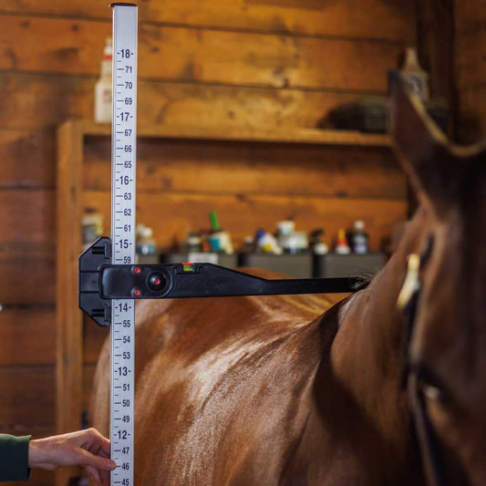 Close up of Country Pride horse measuring stick bubble level