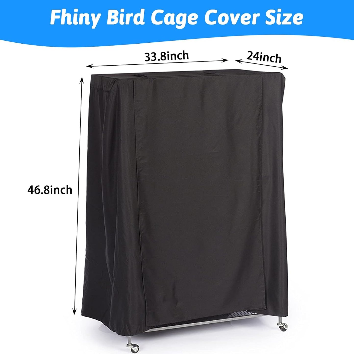 Fhiny parakeet cage cover folded inside its compact drawstring storage bag
