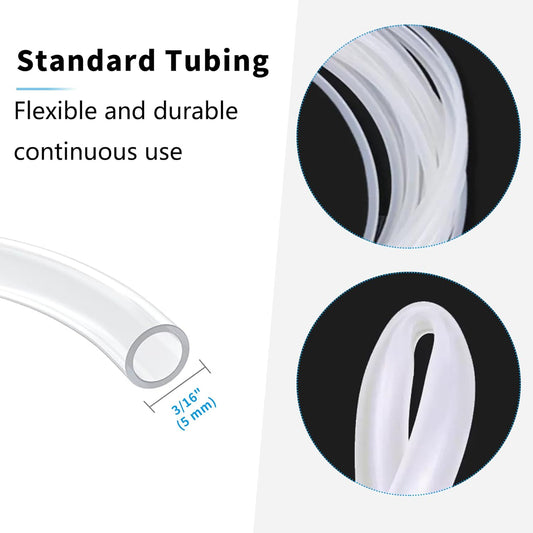 Flexible twenty five feet airline tubing for fish tank aeration showing included check valves.
