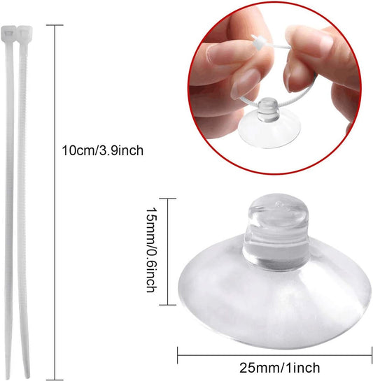 FEBSNOW fish tank suction hooks securing aquatic plants onto clean aquarium glass.