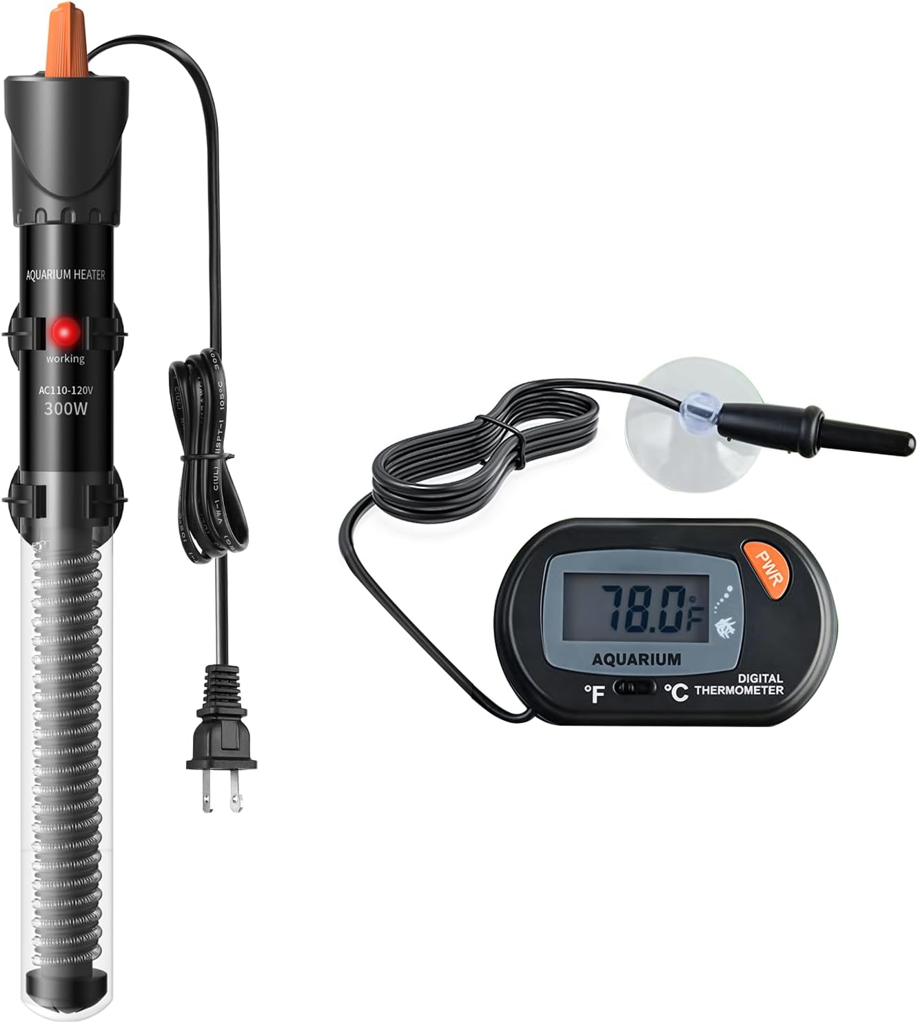 HiTauing Aquarium Heater 25W/50W/100W/200W/300W, Adjustable Knob Fish Tank Heater with Digital Thermometer, Submersible Betta/Turtle Tank Heater for Freshwater and Saltwater Tanks - Image 11