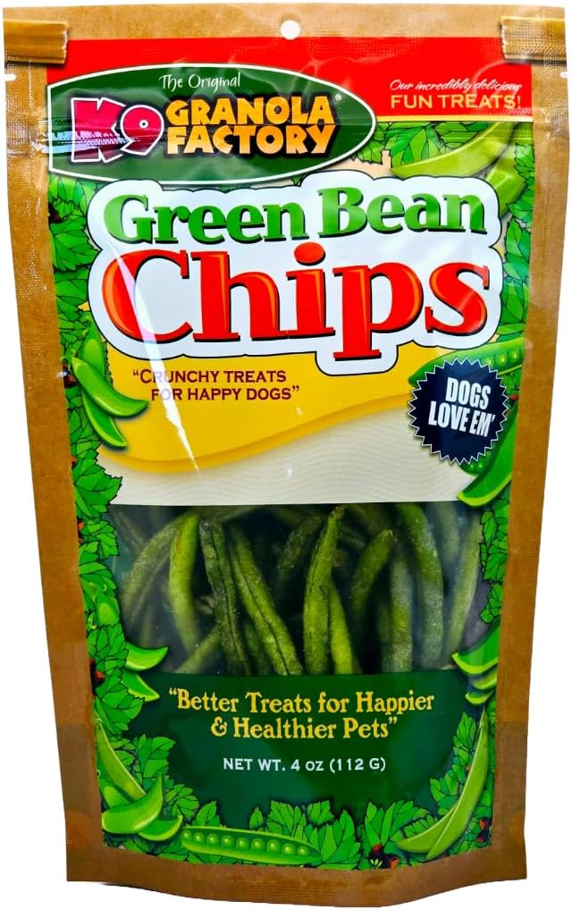 K9 Granola Factory natural green bean crunchy dog treats packaging showing ingredients and USA product origin
