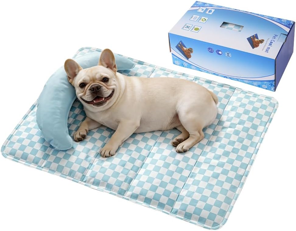 SOMAHE Cooling Mat for Dogs, Self Cooling Gel Pad with Removable Neck Support Pillow, Pet Cooling Mat for Large Dogs, Non-Toxic, All-Day Cooling, 35 x 24 Inches Grey - Image 12