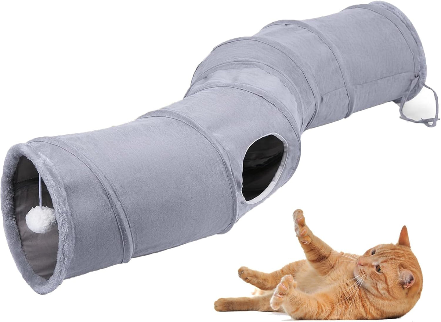 Cat Tunnel, Durable Suede Collapsible Cat Play Tube Toys with Play Ball, Indoor Cat Tunnel for Cat, Puppy, Kitty, Kitten, Rabbit (Small) - Image 9