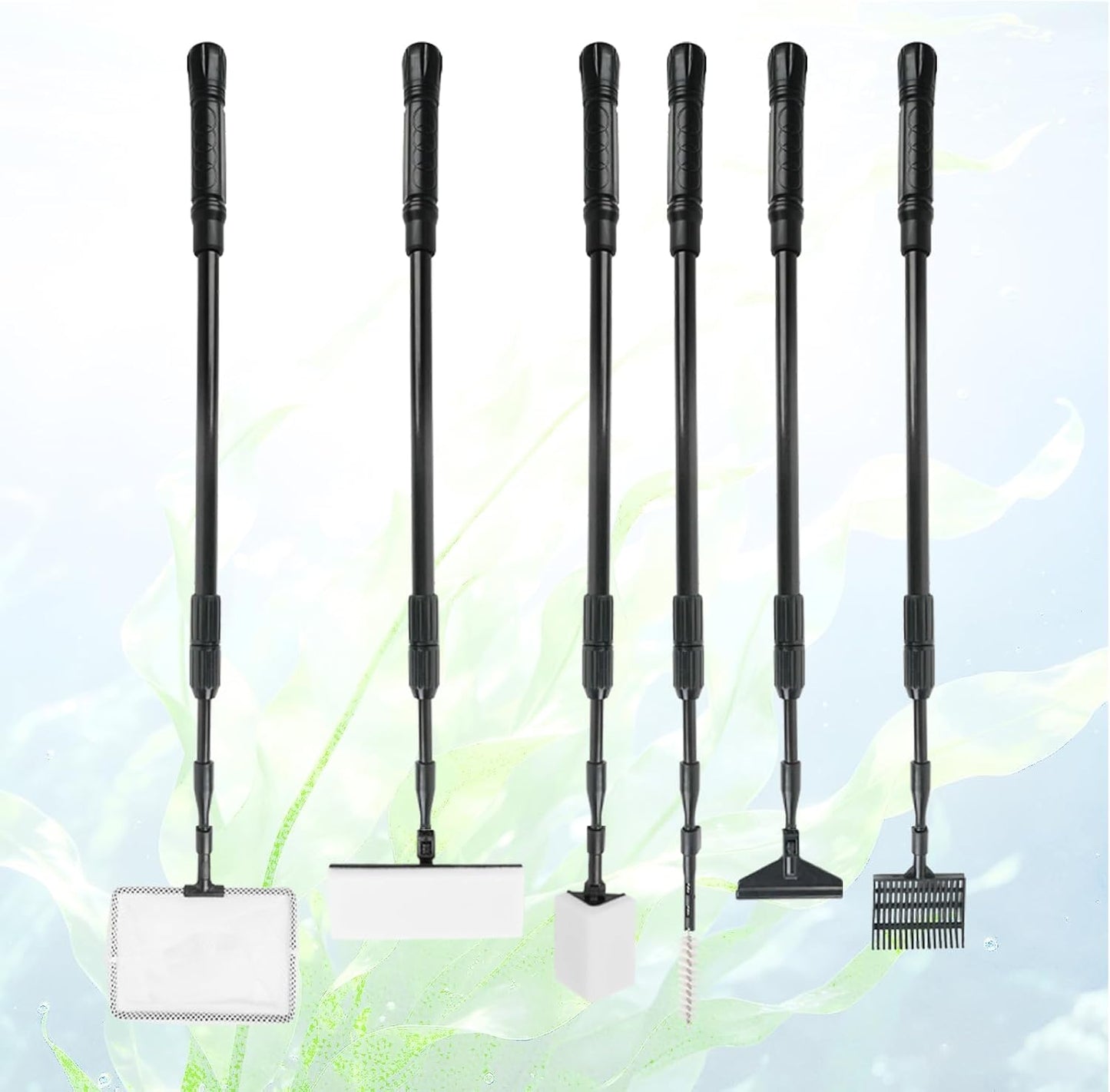 Complete fish tank cleaner set with replaceable silicone strips and pipe brush accessories