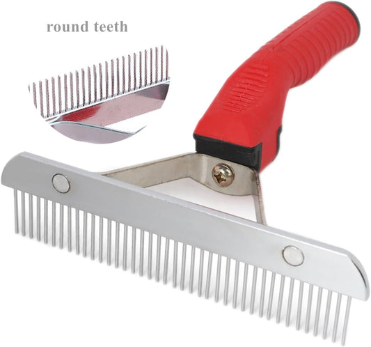 Side profile of Octchoco deshedding rake with rubber handle