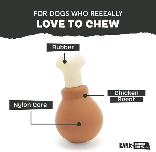 Close up of durable natural rubber Barkbox turkey dog toy