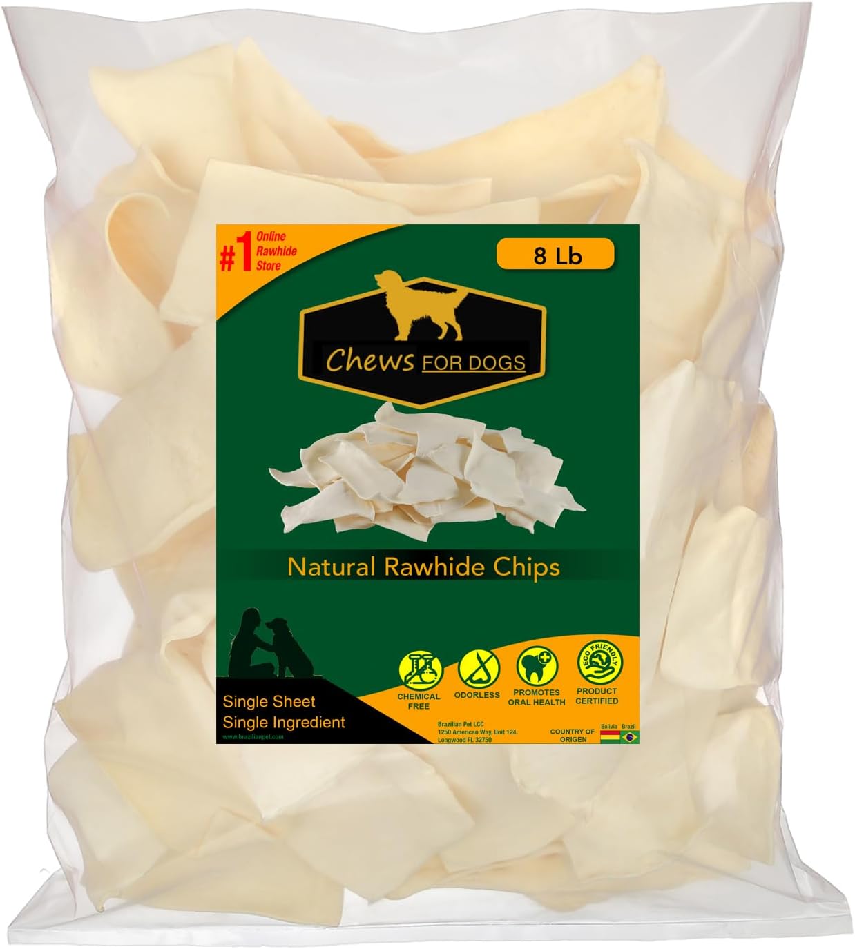 Odorless chemical free premium dog chews packaging details back view