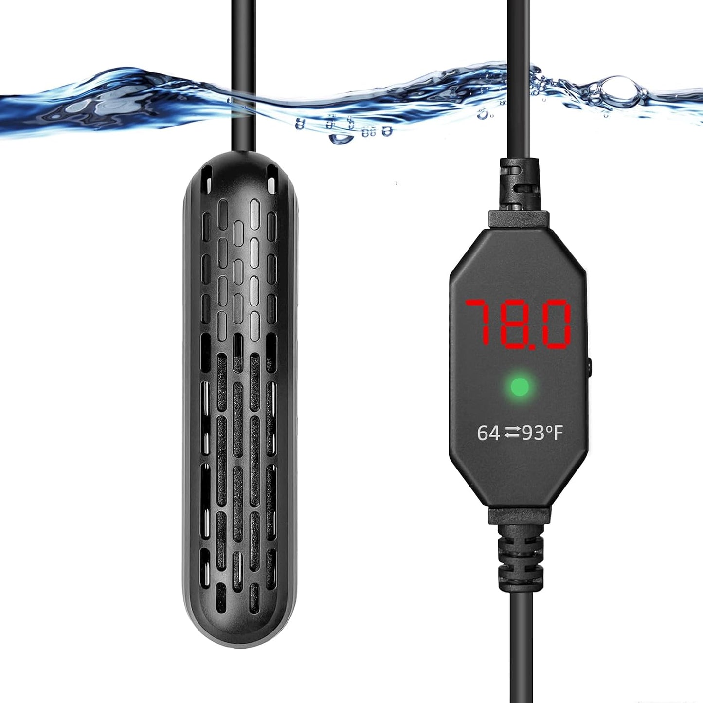 YukiHalu Small Aquarium Heater 25/50/100/150W with Protective Cover, Mini Fish Tank Heater, External Controller, Temperature Adjustable, Digital Display, Used for 5/10/20/30 Gallons (25W-5Gallon) - Image 9