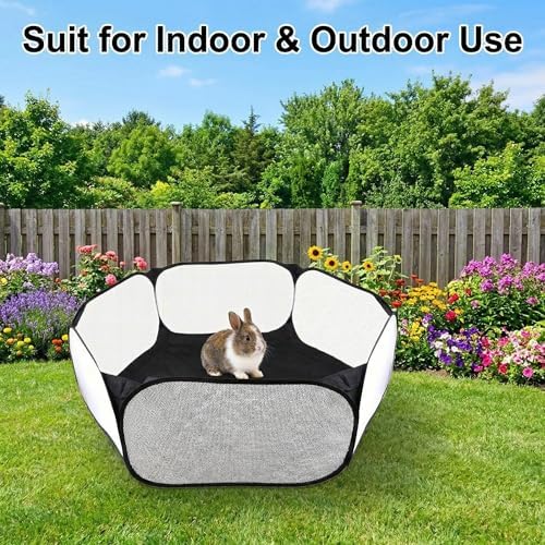 Small Animals Playpen, Portable Pop-up Open Interactive Pet Tent, Indoor Outdoor Fence for Rabbits, Guinea Pig, Hamster, Chinchillas, Kittens, Puppies - Image 7