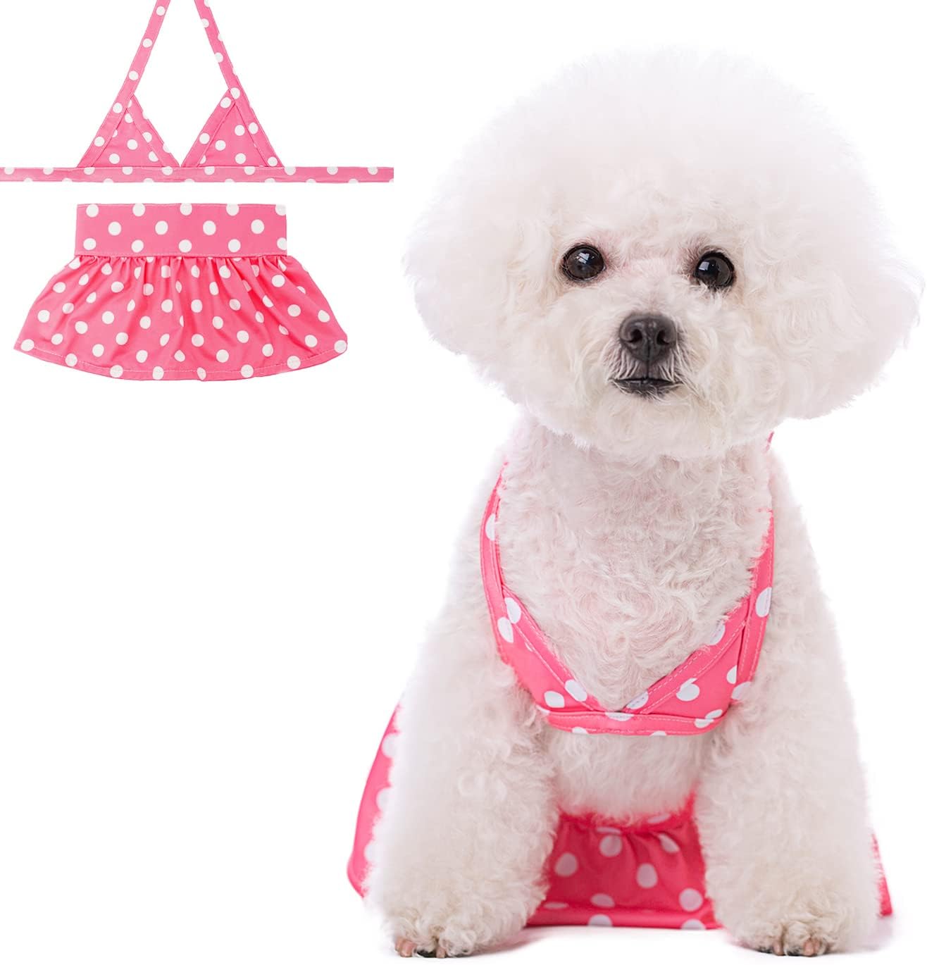 Dog Bikini Swimsuit Summer Puppy Bathing Dress Beach Clothes Cat Costume for Puppy Dog Cat Peach M - Image 15
