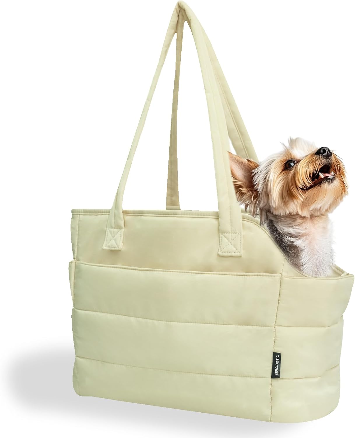 Lightweight Dog Purse Carrier for Small Dogs Under 15 lbs, Puffy Quilted Pet Carrier Tote for Puppies with Safety Leash Clip, Women's Hands-Free Dog Carrier Bag for Travel/Shopping (Black) - Image 10