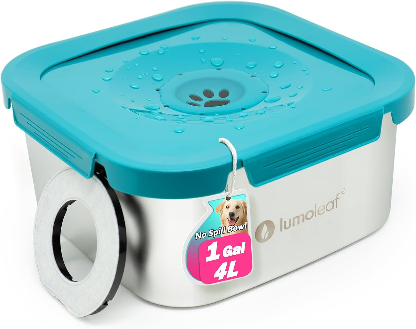 LumoLeaf No Spill Water Bowl for Dogs with Filter, 70oz/2L, Slow Feeder for Messy Drinkers, Drip-Free & Splash-Proof Design (Grey, 70 fl oz) (Grey 70 fl oz) - Image 9