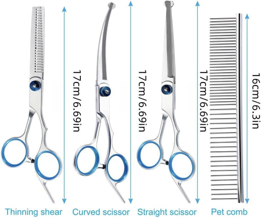 Close up of stainless steel thinning shear blades