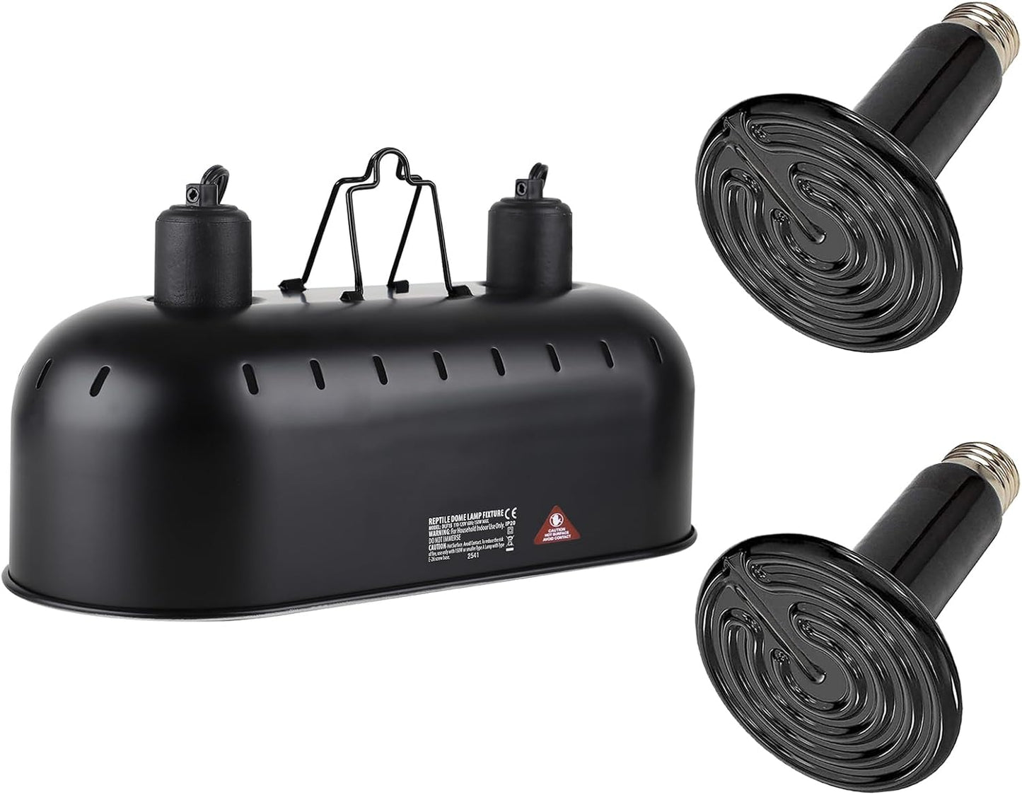 DXOPHIEX 15inch Dual Reptile Light Fixture, Max 150W Dual Reptile Heat Lamp with Separate Switches, Double Dome Lamp UVB Light Fixture for Bearded Dragon, Turtles, Snake and Lizard Terrarium - Image 9