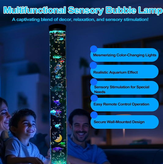 Muiofang sensory aquarium floor light displaying the included remote control selecting between sixteen different color options.