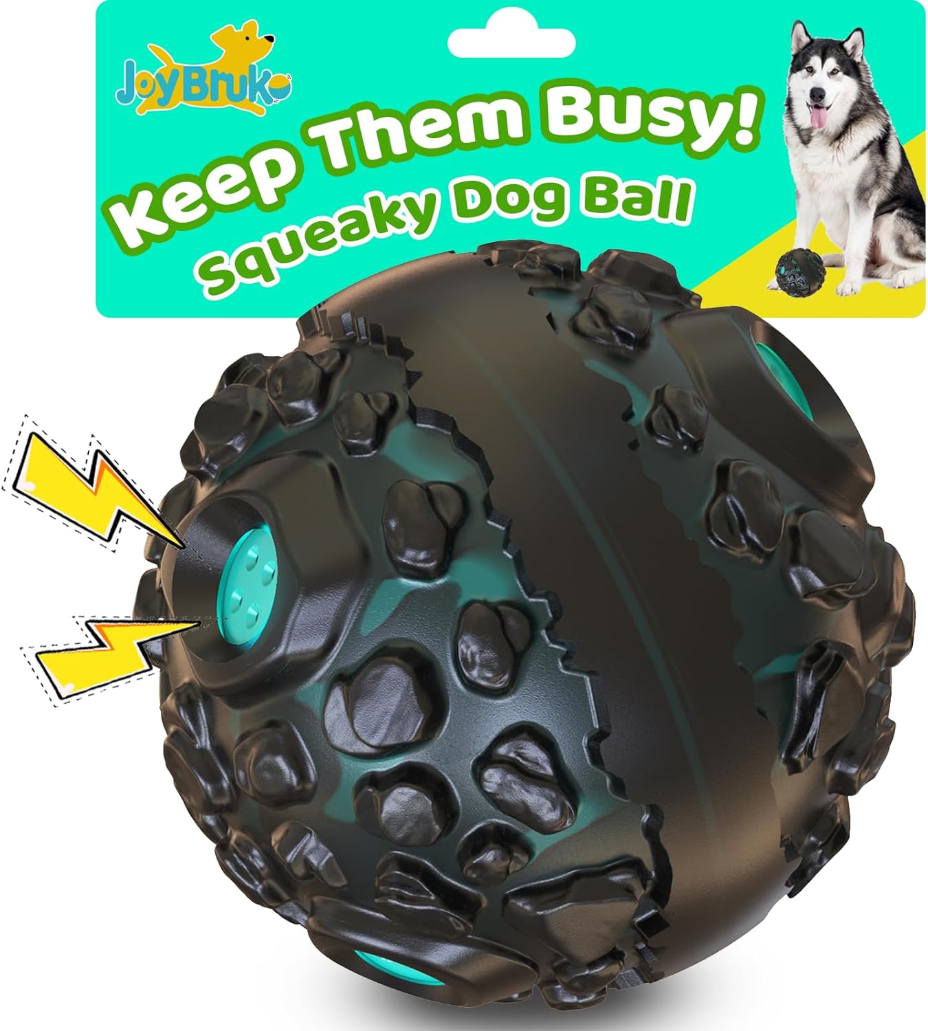 Dog Ball for Aggressive Chewers - Interactive Dog Toy Giggle Balls Fun Squeaky Sound to Keep Them Busy, Durable for Small Medium Large Breeds, Rubber Chew Toys, As Seen on TV, Black & Yellow - Image 10