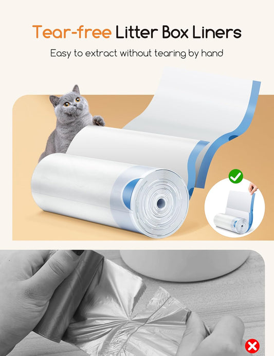 MeoWant heavy duty cat litter drawstring trash bags showing extra thick puncture resistant plastic texture