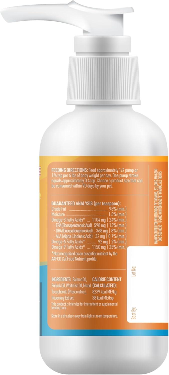 Wild Alaskan Omega Three fish oil liquid supplement pack of six jars for cat nutrition