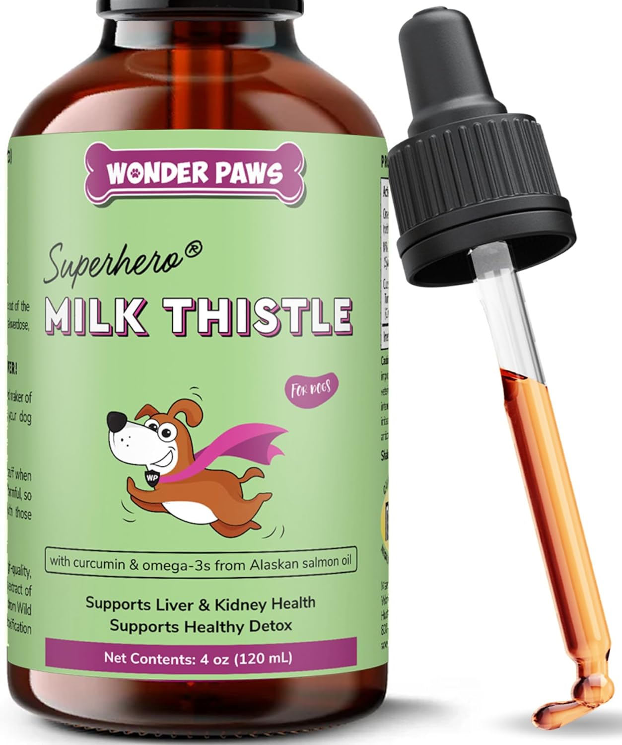 Wonder Paws Milk Thistle, Liver Support for Dogs, Supports Kidney Function for Pets, Detox, Hepatic Support, with Wild Alaskan Salmon Oil & Curcumin, Omega 3 EPA & DHA (2 Oz) - Image 10