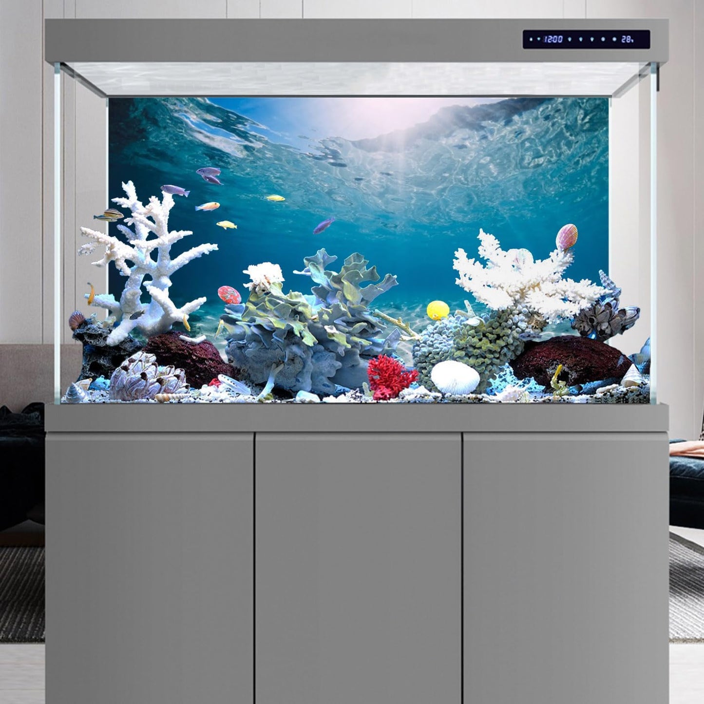 AWERT undersea theme terrarium backdrop heavy duty non glare material detail