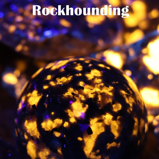 LUMENSHOOTER 365nm ultraviolet flashlight curing craft resin quickly on a workstation.
