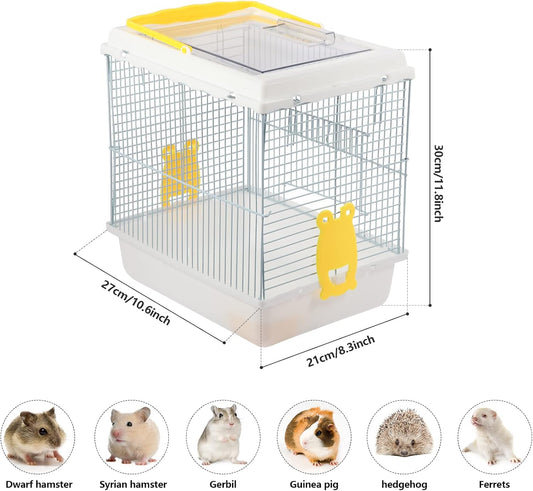 Hamster Travel Portable Carrier Cage Small Animal Carry Case with Water Bottle&foodbowl& for Dwarf Hamster,Ferrets,Hedgehog,Chinchilla(White) - Image 2